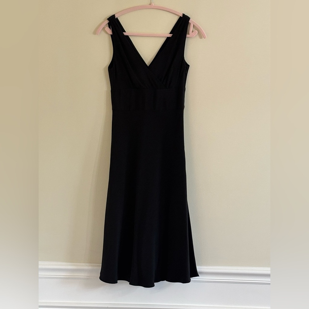 Vintage J Crew Black Sophia 100%Silk Dress Size 0